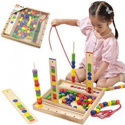 VIGA Drewniana Gra edukacyjna Logiczne koraliki  104 elementy Montessori